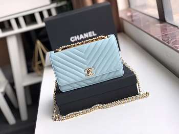 CohotBag chanel lamb skin v-type chain bag blue