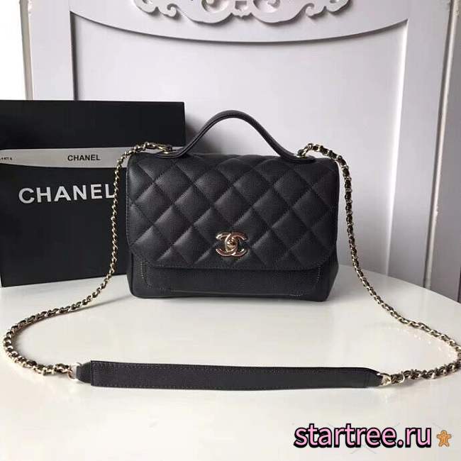  chanel flap bag with top handle grained calfskin & gold-tone metal black - 1