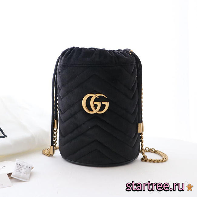 Gucci black gg marmont gold vuckle leather - 1
