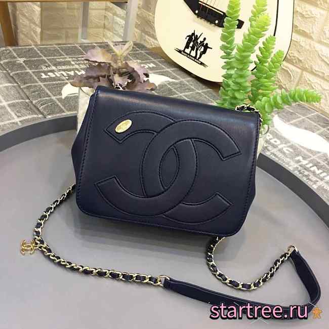 CohotBag chanel new sheepskin small square bag dark blue - 1