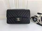 Classic Chanel Chevron Flap Bag Original Caviar Leather 20cm Black - 2