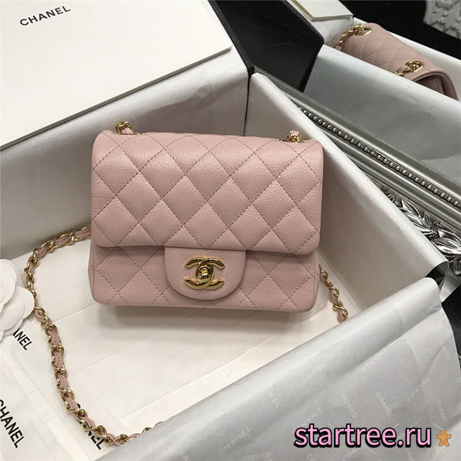 Chanel Caviar Classic Flap Handbag Pink Gold 17cm - 1