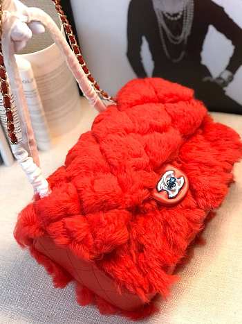 CohotBag chanel new style lamb hair flip bag red