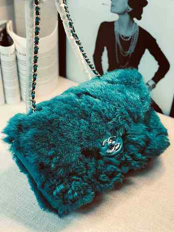 CohotBag chanel new style lamb hair flip bag green