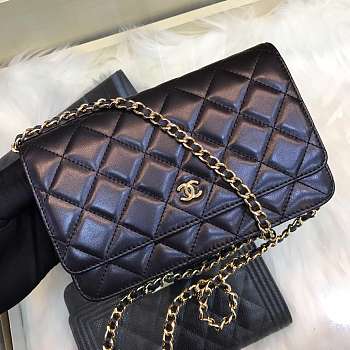 Chanel Woc Wallet On Chain Black Lamskin Gold