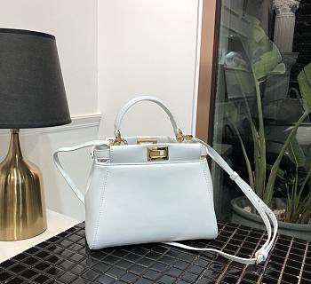 FENDI | Mini Peekaboo Soft  White Sheepskin Handbag  - 23cm