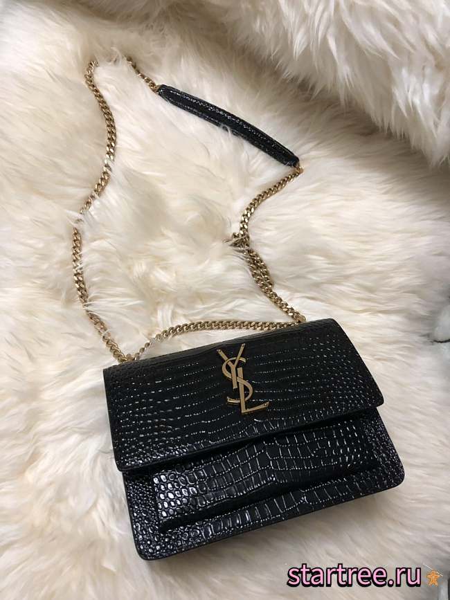 YSL Monogram Sunset In Embossed Crocodile Shiny - 22cm - 1