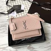 YSL Sunset Chain Wallet In Crocodile Light Pink - 17cm x 13cm x 7cm - 1