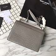 YSL Sunset Chain Wallet In Crocodile Embossed Shiny Leather Grey - 17cm x 13cm x 7cm  - 5