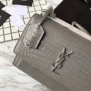 YSL Sunset Chain Wallet In Crocodile Embossed Shiny Leather Grey - 17cm x 13cm x 7cm  - 3