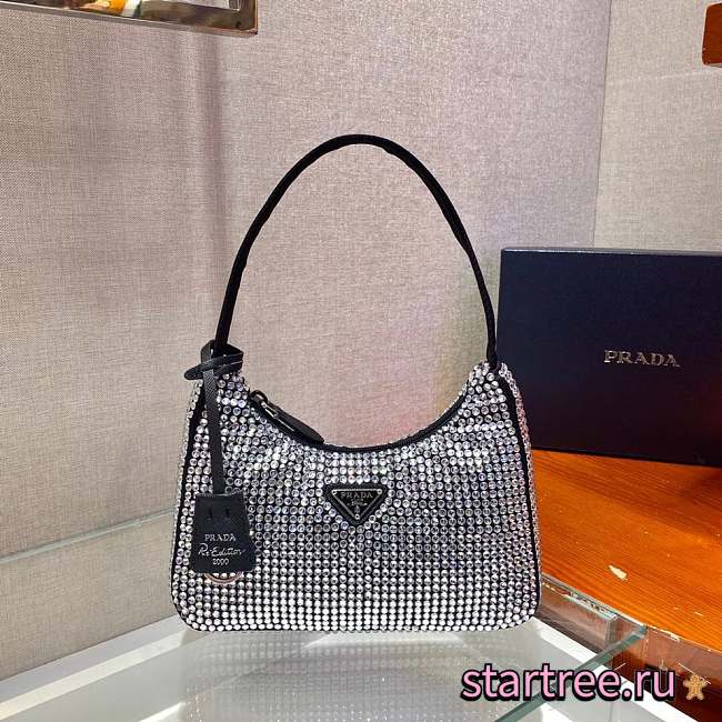 Prada_Satin Mini-bag with Artificial Crystals_1NE515_2AWL_F0T7O_17x6x22cm - 1