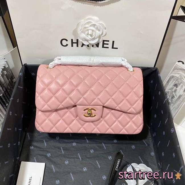 Chanel Lambskin Classic Flap Bag Pink - 30cm - 1