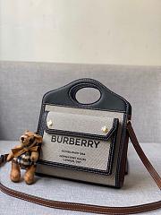 Burberry Two-tone Canvas and Leather Pocket Black Bag- 80317461 -23x7x18cm - 1