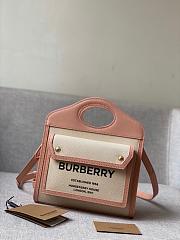 Burberry Two-tone Canvas and Leather Pocket Pink Bag- 80317461 -23x7x18cm - 5