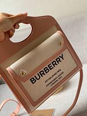 Burberry Two-tone Canvas and Leather Pocket Pink Bag- 80317461 -23x7x18cm - 4