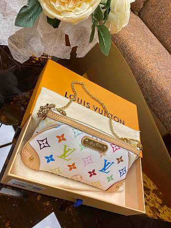 Louis Vuitton White Monogram Multicolore Pochette M60096 21x10.5x1.5cm