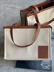 Loewe tote bag in canvas and calfskin Light Oat 330.02AB90 32x24x16cm - 5
