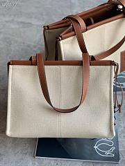 Loewe tote bag in canvas and calfskin Light Oat 330.02AB90 32x24x16cm - 2