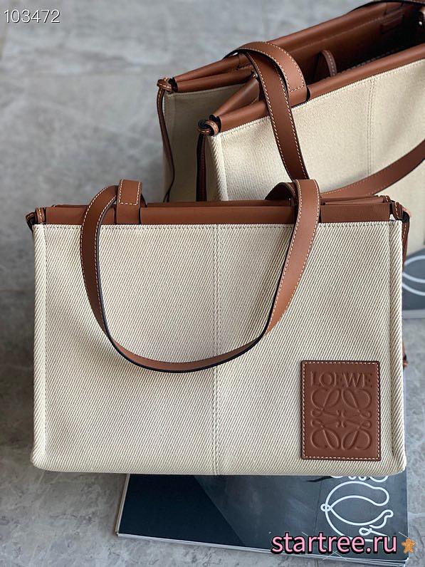 Loewe tote bag in canvas and calfskin Light Oat 330.02AB90 32x24x16cm - 1