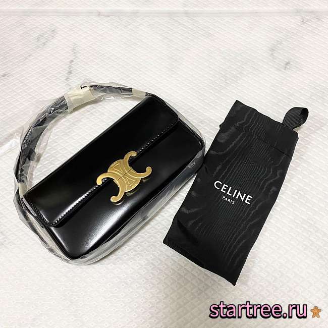 Celine Triomphe In Shiny Calfskin Black- 194143bf4 -(20x10x4cm) - 1