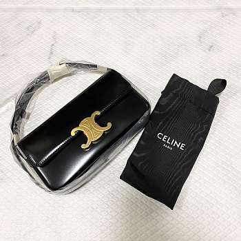 Celine Triomphe In Shiny Calfskin Black- 194143bf4 -(20x10x4cm)