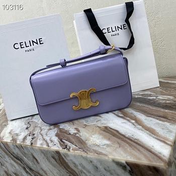 Celine Triomphe Grey Lavender In Shiny Calfskin- 194143BF4 (20x10x4cm)