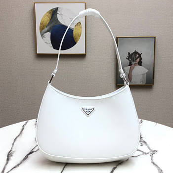 Prada Cleo Brushed White Leather Shoulder Bag - 1BC499 - 22x6x27cm