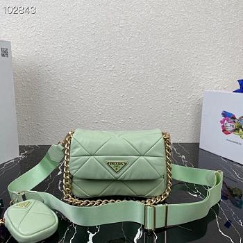 Prada System Patchwork Mint Shoulder Bag- 1BD292 -21x16x7cm