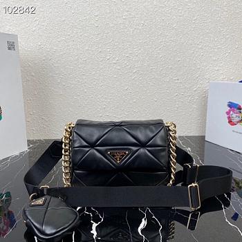 Prada System Patchwork Black Shoulder Bag- 1BD292 -21x16x7cm