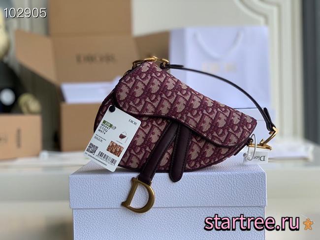 Dior Mini Saddle Burgundy Oblique Jacquard- M0447C - 19.5 x 16 x 6.5cm - 1