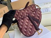 Dior Mini Saddle Burgundy Oblique Jacquard- M0447C - 19.5 x 16 x 6.5cm - 4