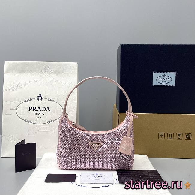 Prada_Satin Artificial Crystals Pink bag 1NE515_2AWL_F0T7O 22x12x6cm - 1