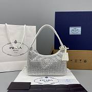 Prada_Satin Artificial Crystals White Bag- 1NE515 -22x12x6cm - 1