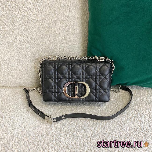 Dior Small Caro Bag Black Silver Supple Cannage Calfskin - M9241UWHC - 20×12×7cm - 1