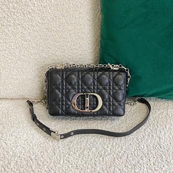 Dior Small Caro Bag Black Silver Supple Cannage Calfskin - M9241UWHC - 20×12×7cm