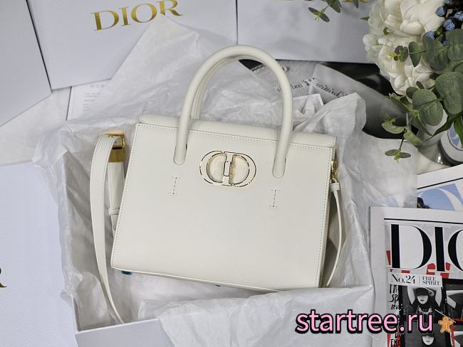 Dior Medium St Honoré Tote White Grained Calfskin - M9321UMBA - 25x19x12cm - 1