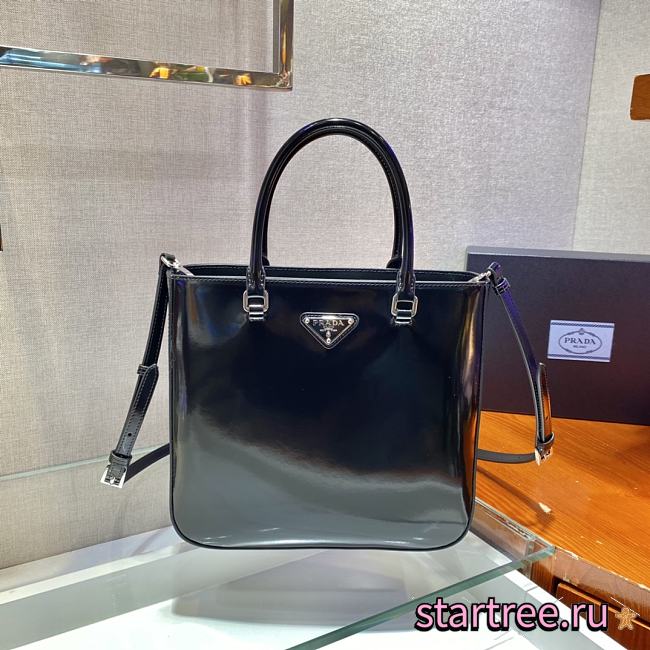 Prada Brushed Leather Black Tote Bag - 1BA330 - 24x22x6cm - 1