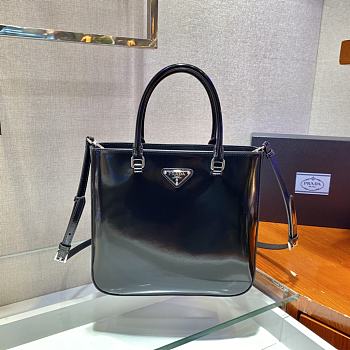 Prada Brushed Leather Black Tote Bag - 1BA330 - 24x22x6cm