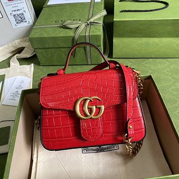 GG Marmont Crocodile Top Handle Red Bag - 547260 - 21x15.5x8cm