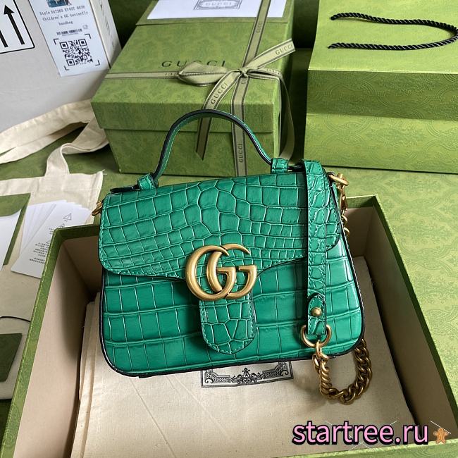 GG Marmont Crocodile Green Top Handle Bag - 547260 - 21x15.5x8cm - 1