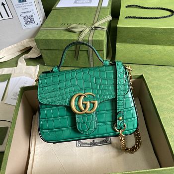 GG Marmont Crocodile Green Top Handle Bag - 547260 - 21x15.5x8cm