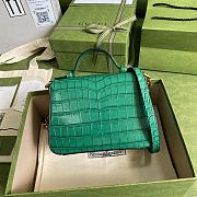 GG Marmont Crocodile Green Top Handle Bag - 547260 - 21x15.5x8cm - 5