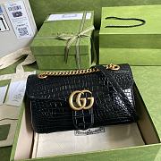 Gucci GG Marmont Crocodile Small Shoulder Black Bag - ‎443497 - 26x15x7cm - 1