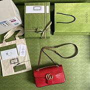 Gucci GG Marmont Crocodile Small Shoulder Red Bag - ‎443497 - 26x15x7cm - 6