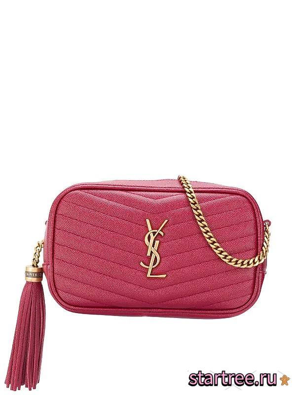 YSL Mini Lou Quilted Red Shoulder Bag - 585040 - 19×10.5×5cm - 1