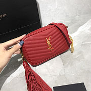 YSL Mini Lou Quilted Red Shoulder Bag - 585040 - 19×10.5×5cm - 2