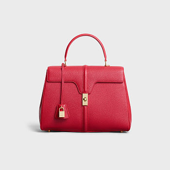 Celine Medium 16 Bag In Grained Calfskin Red - 187373BF8 - 32x23.5x13cm