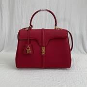 Celine Medium 16 Bag In Grained Calfskin Red - 187373BF8 - 32x23.5x13cm - 5