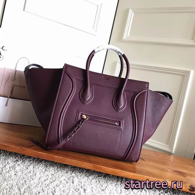 Celine Phantom Burgundy Lychee Pattern - 30x28x24cm - 1