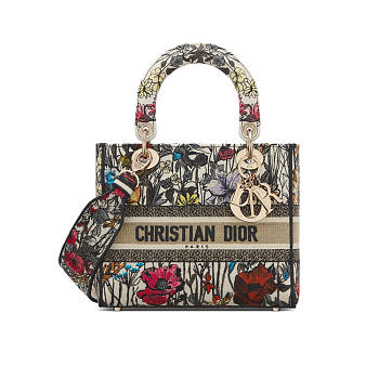Dior Medium Lady D-Lite Bag in Multicolor- M0565 - 24x20x11cm